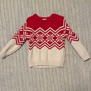 Hanna Andersson Red and Cream Nordic-Pattern Kid's Sweater